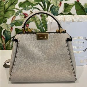 Small Fendi peekaboo ivory over turquoise